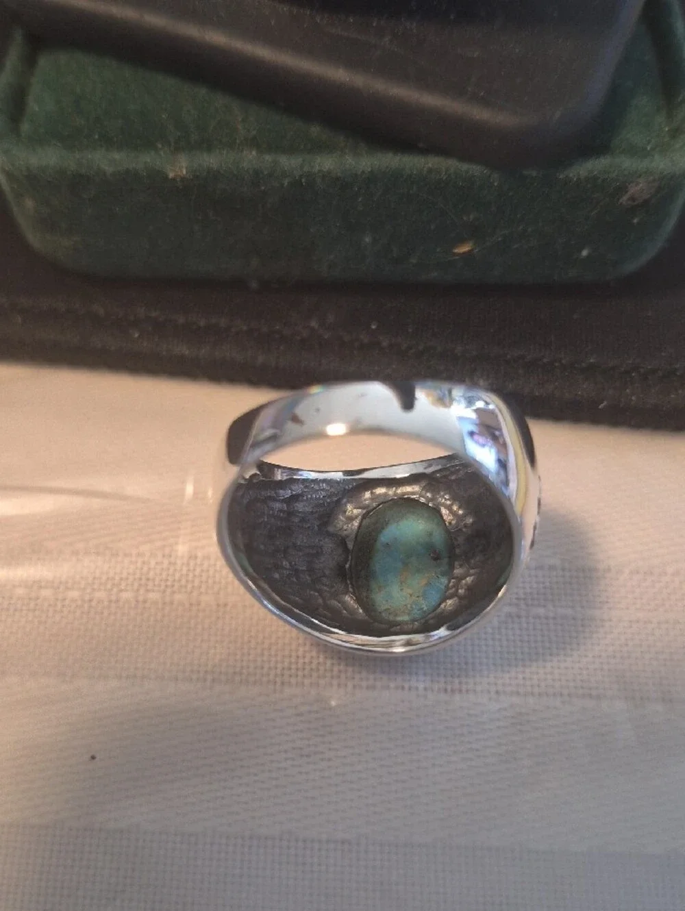 Turquoise Oval Stone Sterling Silver Women's Ring - Blue Turquoise